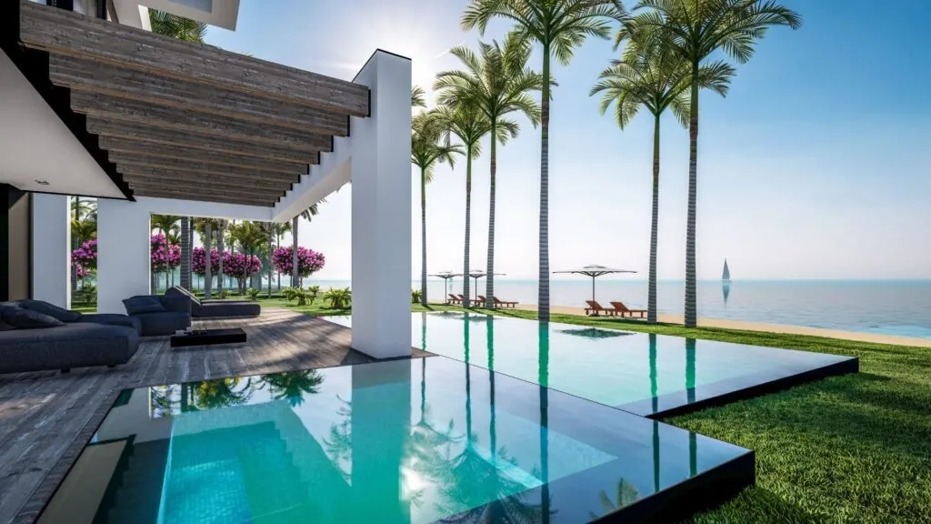 A modern house on the coast