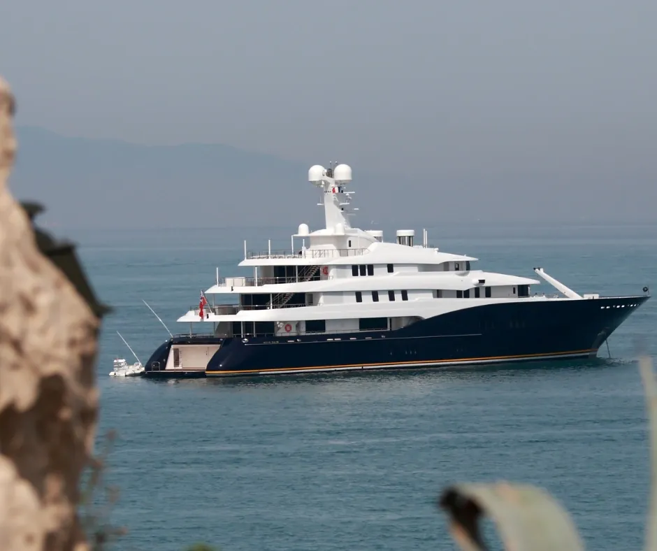 a luxury yacht at sea