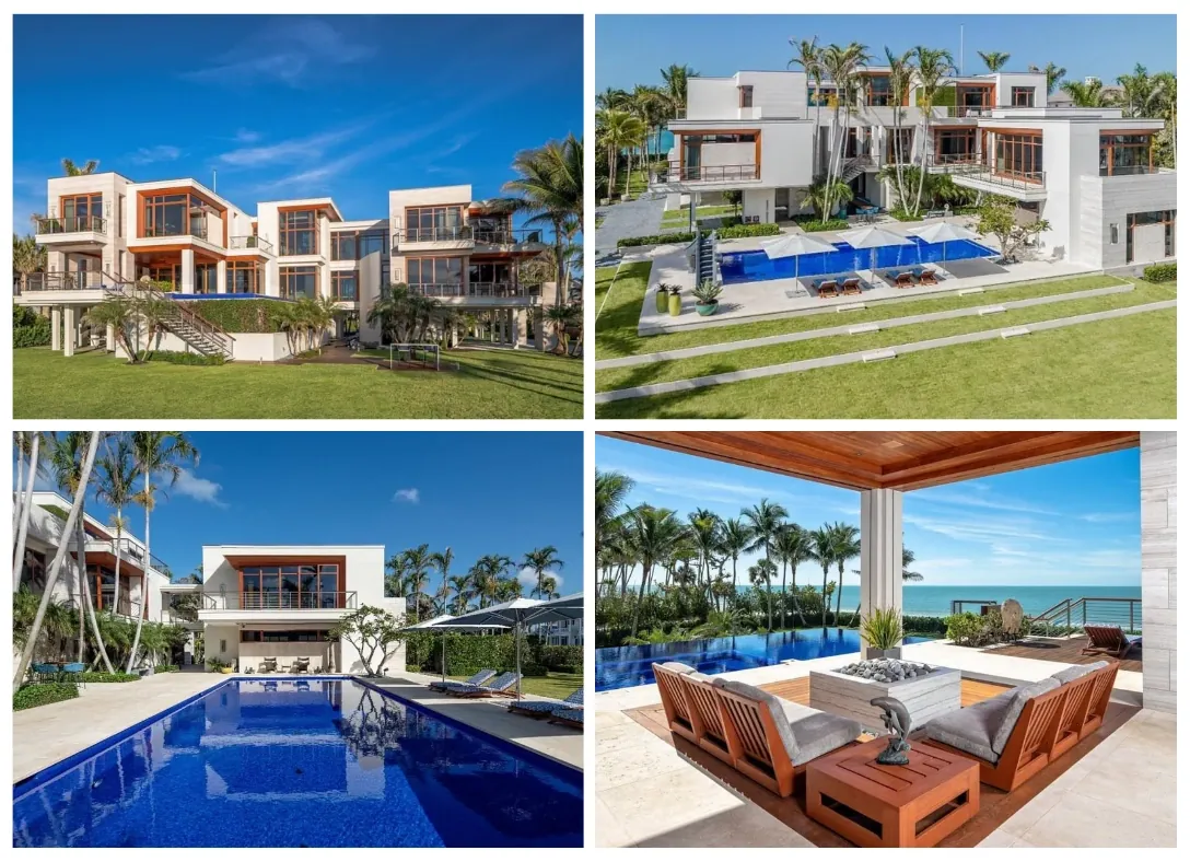 One of several modern Naples homes listed by those who sell real estate in Florida, near golfing communities and the ocean