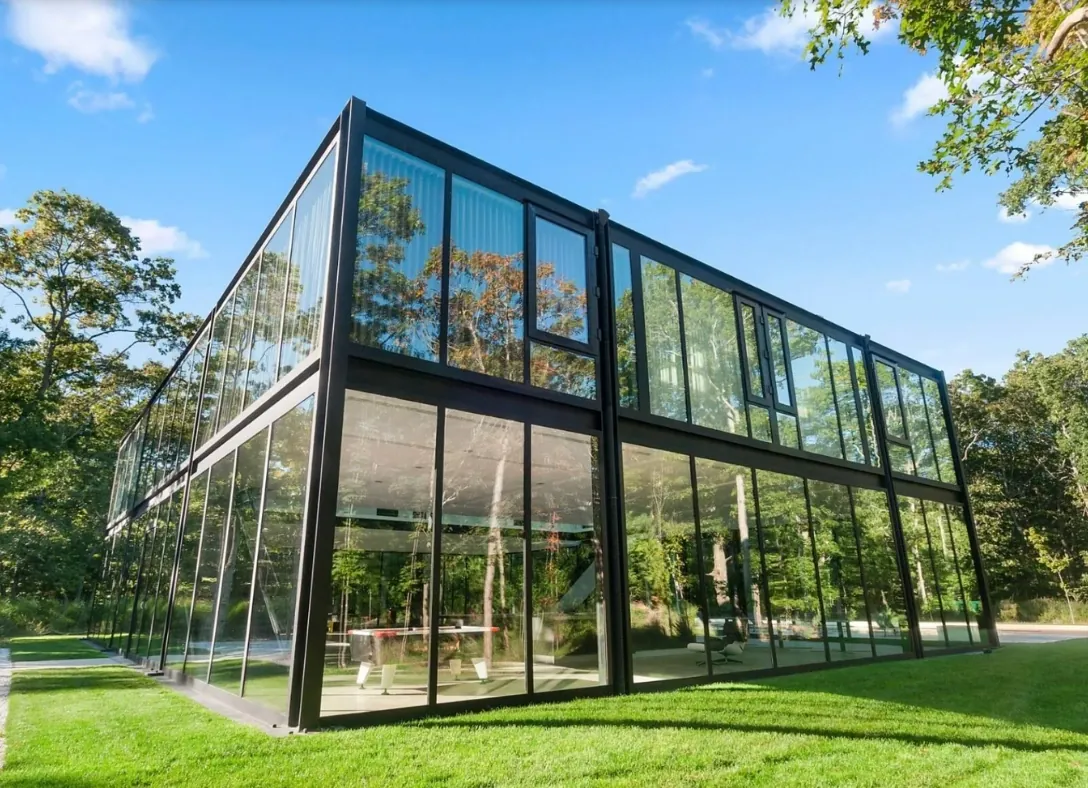 if you're either interested in or committed to living in a contemporary home, this one in East Hampton might be for you