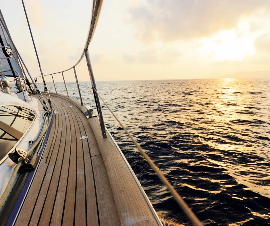 a luxury yacht at sea
